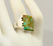 Load image into Gallery viewer, Antique SIGNED ECCO 1920's Art Deco Natural Kingman Mine Turquoise Silver &amp; 10k Gold Men's Ring
