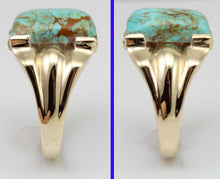 Load image into Gallery viewer, Antique 1920&#39;s Art Deco RARE COLLAPSED ORANGE Matrix Kingman Mine Turquoise 10k Solid Gold Mens Ring