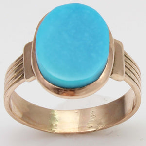 Antique c1900 Victorian RARE Natural Persian Turquoise 10k Solid Rose Gold Ladies Cocktail Ring