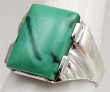 Load image into Gallery viewer, Antique 1920's Art Deco Natural Green/Blue Turquoise Solid Sterling Silver Men's Ring &nbsp; &nbsp;