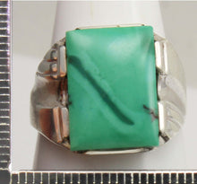 Load image into Gallery viewer, Antique 1920's Art Deco Natural Green/Blue Turquoise Solid Sterling Silver Men's Ring &nbsp; &nbsp;