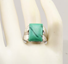 Load image into Gallery viewer, Antique 1920's Art Deco Natural Green/Blue Turquoise Solid Sterling Silver Men's Ring &nbsp; &nbsp;