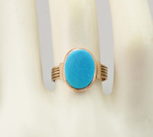 Load image into Gallery viewer, Antique c1900 Victorian RARE Natural Persian Turquoise 10k Solid Rose Gold Ladies Cocktail Ring