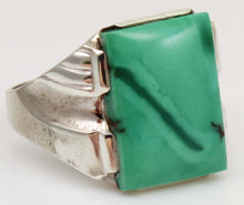 Load image into Gallery viewer, Antique 1920's Art Deco Natural Green/Blue Turquoise Solid Sterling Silver Men's Ring &nbsp; &nbsp;