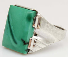 Load image into Gallery viewer, Antique 1920's Art Deco Natural Green/Blue Turquoise Solid Sterling Silver Men's Ring &nbsp; &nbsp;