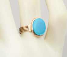 Load image into Gallery viewer, Antique c1900 Victorian RARE Natural Persian Turquoise 10k Solid Rose Gold Ladies Cocktail Ring