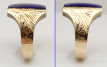 Load image into Gallery viewer, Antique 1920's Art Deco Genuine Lapis Lazuli Hand Engraved &amp; Milgrained Silver &amp;14k Gold Men's Ring