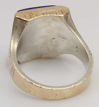 Load image into Gallery viewer, Antique 1920's Art Deco Genuine Lapis Lazuli Hand Engraved &amp; Milgrained Silver &amp;14k Gold Men's Ring