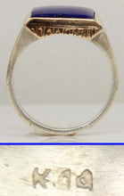 Load image into Gallery viewer, Antique 1920's Art Deco Genuine Lapis Lazuli Hand Engraved &amp; Milgrained Silver &amp;14k Gold Men's Ring