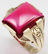 Load image into Gallery viewer, Antique 1920&#39;s Art Deco LARGE 12ct Ruby Cabochon 10k Solid Yellow Gold Men&#39;s Ring