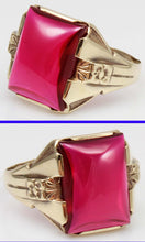 Load image into Gallery viewer, Antique 1920&#39;s Art Deco LARGE 12ct Ruby Cabochon 10k Solid Yellow Gold Men&#39;s Ring