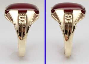 Antique 1920's Art Deco LARGE 12ct Ruby Cabochon 10k Solid Yellow Gold Men's Ring