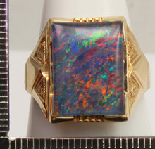 Load image into Gallery viewer, Antique 1920's Art Deco Ostby &amp; Barton RAINBOW Natural Opal Milgrained 10k Solid Gold Men's Ring