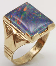 Load image into Gallery viewer, Antique 1920's Art Deco Ostby &amp; Barton RAINBOW Natural Opal Milgrained 10k Solid Gold Men's Ring