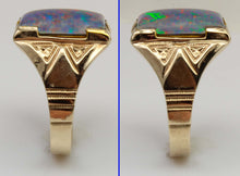 Load image into Gallery viewer, Antique 1920's Art Deco Ostby &amp; Barton RAINBOW Natural Opal Milgrained 10k Solid Gold Men's Ring