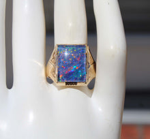 Load image into Gallery viewer, Antique 1920's Art Deco Ostby &amp; Barton RAINBOW Natural Opal Milgrained 10k Solid Gold Men's Ring