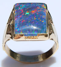 Load image into Gallery viewer, Antique 1920's Art Deco Ostby &amp; Barton RAINBOW Natural Opal Milgrained 10k Solid Gold Men's Ring