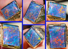Load image into Gallery viewer, Antique 1920's Art Deco Ostby &amp; Barton RAINBOW Natural Opal Milgrained 10k Solid Gold Men's Ring