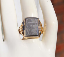 Load image into Gallery viewer, Vintage SIGNED House of Krause 1940&#39;s LARGE Natural Meteorite Cabochon 10k Solid Gold Men&#39;s Ring