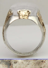 Load image into Gallery viewer, HEAVY Antique SIGNED Ostby &amp; Barton Icelandic Spar Viking Sunstone Silver 10k Gold Men's Viking Ring