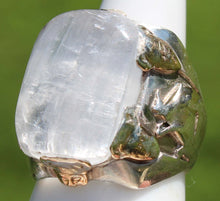 Load image into Gallery viewer, HEAVY Antique SIGNED Ostby &amp; Barton Icelandic Spar Viking Sunstone Silver 10k Gold Men's Viking Ring