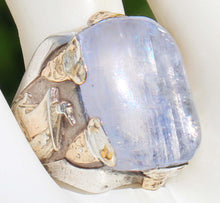 Load image into Gallery viewer, HEAVY Antique SIGNED Ostby &amp; Barton Icelandic Spar Viking Sunstone Silver 10k Gold Men's Viking Ring