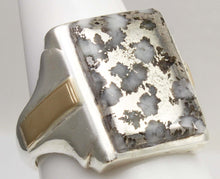 Load image into Gallery viewer, Antique 1920's Art Deco RARE Natural Silver Ore in Quartz Solid Sterling Silver &amp; 10k Gold Mens Ring