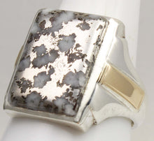 Load image into Gallery viewer, Antique 1920's Art Deco RARE Natural Silver Ore in Quartz Solid Sterling Silver &amp; 10k Gold Mens Ring