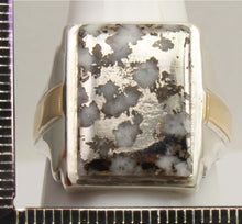 Load image into Gallery viewer, Antique 1920's Art Deco RARE Natural Silver Ore in Quartz Solid Sterling Silver &amp; 10k Gold Mens Ring