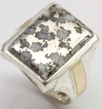Load image into Gallery viewer, Antique 1920's Art Deco RARE Natural Silver Ore in Quartz Solid Sterling Silver &amp; 10k Gold Mens Ring