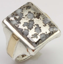 Load image into Gallery viewer, Antique 1920's Art Deco RARE Natural Silver Ore in Quartz Solid Sterling Silver &amp; 10k Gold Mens Ring