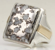 Load image into Gallery viewer, Antique 1920's Art Deco RARE Natural Silver Ore in Quartz Solid Sterling Silver &amp; 10k Gold Mens Ring