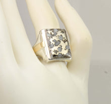 Load image into Gallery viewer, Antique 1920's Art Deco RARE Natural Silver Ore in Quartz Solid Sterling Silver &amp; 10k Gold Mens Ring