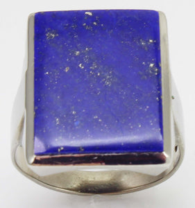 HEAVY Antique 1920's Art Deco LARGE Natural Lapis Lazuli Hand 10k Solid White Gold Men's Ring