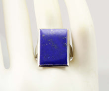 Load image into Gallery viewer, HEAVY Antique 1920&#39;s Art Deco LARGE Natural Lapis Lazuli Hand 10k Solid White Gold Men&#39;s Ring