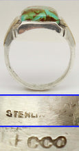 Load image into Gallery viewer, Antique SIGNED ECCO 1920's Art Deco Natural Kingman Mine Turquoise Silver &amp; 10k Gold Men's Ring