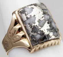 Load image into Gallery viewer, Antique c1900 Victorian VERY RARE Natural Silver Ore in Quartz Engraved 10k Solid Gold Men&#39;s Ring