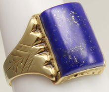 Load image into Gallery viewer, Antique 1920's Art Deco Genuine Lapis Lazuli 10k Solid Yellow Gold Men's Ring