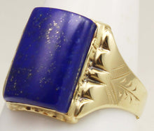 Load image into Gallery viewer, Antique 1920's Art Deco Genuine Lapis Lazuli 10k Solid Yellow Gold Men's Ring
