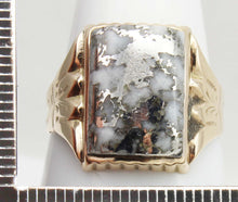 Load image into Gallery viewer, Antique c1900 Victorian VERY RARE Natural Silver Ore in Quartz Engraved 10k Solid Gold Men&#39;s Ring