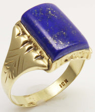 Load image into Gallery viewer, Antique 1920's Art Deco Genuine Lapis Lazuli 10k Solid Yellow Gold Men's Ring