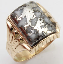 Load image into Gallery viewer, Antique c1900 Victorian VERY RARE Natural Silver Ore in Quartz Engraved 10k Solid Gold Men&#39;s Ring