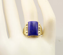 Load image into Gallery viewer, Antique 1920's Art Deco Genuine Lapis Lazuli 10k Solid Yellow Gold Men's Ring