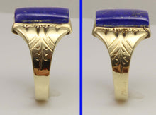 Load image into Gallery viewer, Antique 1920's Art Deco Genuine Lapis Lazuli 10k Solid Yellow Gold Men's Ring