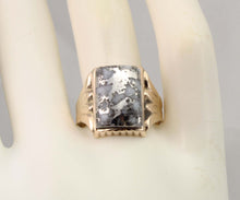 Load image into Gallery viewer, Antique c1900 Victorian VERY RARE Natural Silver Ore in Quartz Engraved 10k Solid Gold Men&#39;s Ring