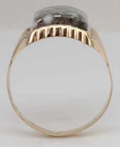 Antique c1900 Victorian VERY RARE Natural Silver Ore in Quartz Engraved 10k Solid Gold Men's Ring