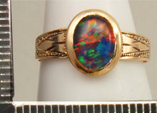 Load image into Gallery viewer, Antique c1900 Victorian Natural Opal Engraved &amp; Milgrained 10k Solid Rose Gold Ladies Cocktail Ring