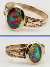 Load image into Gallery viewer, Antique c1900 Victorian Natural Opal Engraved &amp; Milgrained 10k Solid Rose Gold Ladies Cocktail Ring