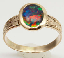 Load image into Gallery viewer, Antique c1900 Victorian Natural Opal Engraved &amp; Milgrained 10k Solid Rose Gold Ladies Cocktail Ring