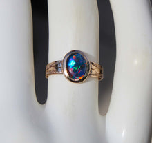 Load image into Gallery viewer, Antique c1900 Victorian Natural Opal Engraved &amp; Milgrained 10k Solid Rose Gold Ladies Cocktail Ring